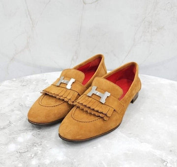 Hermes Royal Loafer Suede Gold Silver Trim 147536659 [P]