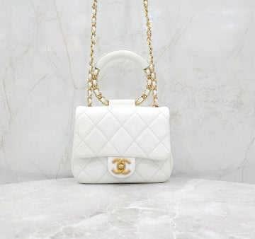 CHANEL Season White Top Handle Chain Shoulder Bag 155484154 [P]