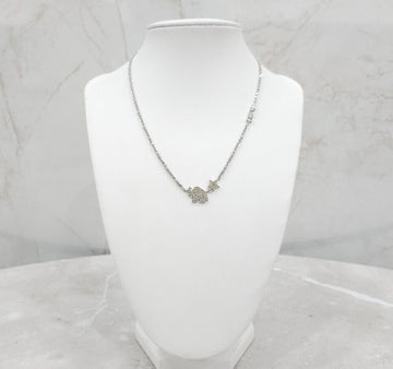 Dior Crystal Logo Cubic Silver Necklace 156066248 [P]