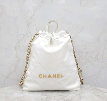 CHANEL バックパック スモール ホワイト ゴールド チップ AS3859 153618057 [P]