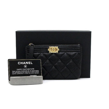 CHANEL Schwarze schimmernde Kalbsleder Boy Mini Pouch Tasche 0963 158716414 [P]