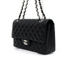 CHANEL ブラックキャビアクラシックミディアムシルバーチェーンショルダーバッグ A01112 158716430 [P]
