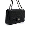 CHANEL ブラックキャビアクラシックミディアムシルバーチェーンショルダーバッグ A01112 158716430 [P]