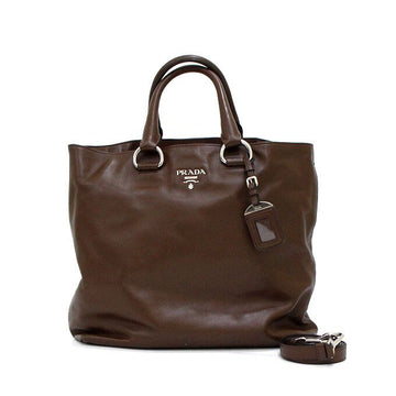 PRADA BN2865 Braun Soft Kalbsleder Tasche mit Logo 158716437 [P]