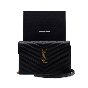 Saint Laurent Cassandra Monogram Envelope WOC Black Gold Chain Crossbody Bag 695108 158716443 [P]