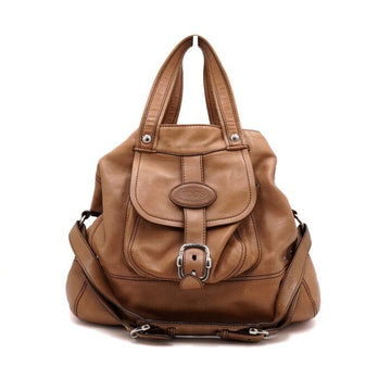 TODS ブラウンレザーラージ女性トートバッグ兼ショルダーバッグ aa66129 158716447 [P]