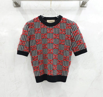 GUCCI gg GG ジャカード ソフト ウール 半袖 ニット 731007 132977583 [P]