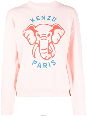 KENZO ウィメンズ エレファント バーシティ ジャングル スウェットシャツ ピンク FD62SW0934MF 34 60140040 [P]