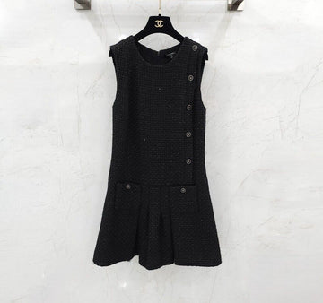 CHANEL Schwarz Tweed Kleid P79910 155948459 [P]