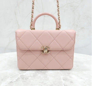 CHANEL ピンク トップハンドル スモール ボックス トート ショルダーバッグ 新型チップ AS4470 134875477 [P]