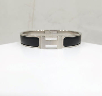 Hermes Silver Matte Black T6 Click H Bracelet 152882704 [P]