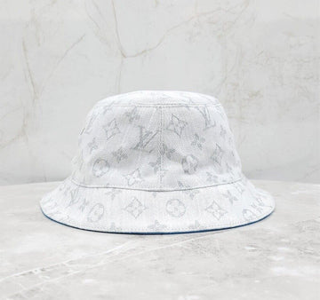 LOUIS VUITTON LV モノグラム リバーシブル バケットハット 60 デニム ブルー M76213 149311674 [P]