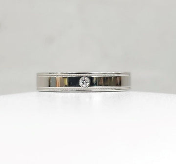 TIFFANY & CO ダイヤモンド 1P トゥギャザー ダブル ミルグレイン バンド リング プラチナ 7.5号 148512005 [P]
