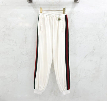 Gucci White Chevron Web Cotton Track Three Stripe Pants 132134213 [P]