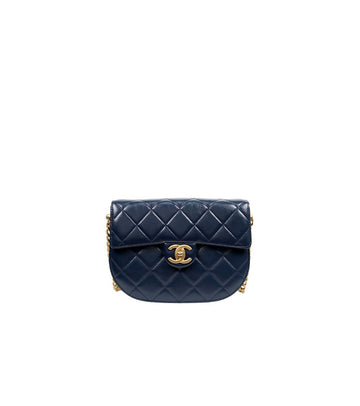 CHANEL Navy Quilted Half Moon Schultertasche 65113 158731162 [P]