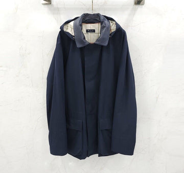 Loro Piana Navy Leather Collar Hooded Jacket 152876160 [P]