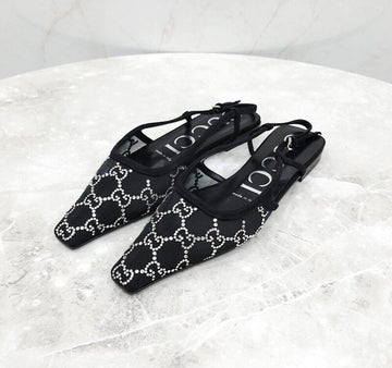 Gucci gg GG Embellished Ballerina Flat Slingback 771662 123100193 [P]