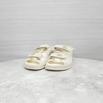 CHANEL White Velcro Sandals G35927 157309627 [P]