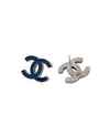 CHANEL Blue CC Silver Earrings 62442 158737948 [P]