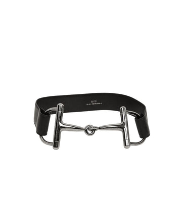 Gucci Horsebit Navy Leather Silver Belt 27563 158738152 [P]