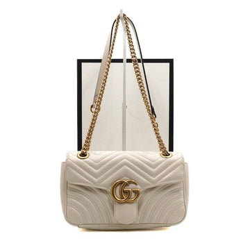 GUCCI ホワイト マトラッセ シェブロン ゴールド チェーン ショルダーバッグ aa66472 158757548 [P]