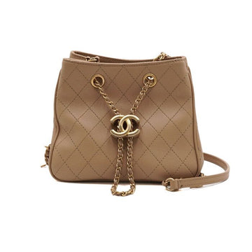 CHANEL Beige Quilted Calfskin Drawstring Shoulder Bag with Gold Chain AS0829 158757554 [P]