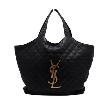 Saint Laurent Black Lambskin Quilted Shopper Tote Bag with Chain Lock 158757556 [P]