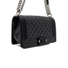 CHANEL ボーイシャネル ブラック エナメル ミディアム フラップ シルバー チェーン ショルダーバッグ クロスバッグ A67086 158757566 [P]