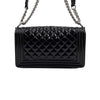 CHANEL ボーイシャネル ブラック エナメル ミディアム フラップ シルバー チェーン ショルダーバッグ クロスバッグ A67086 158757566 [P]
