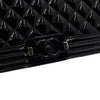 CHANEL ボーイシャネル ブラック エナメル ミディアム フラップ シルバー チェーン ショルダーバッグ クロスバッグ A67086 158757566 [P]