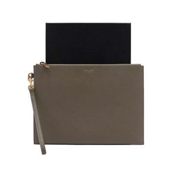 Saint Laurent Khaki Leather Tablet Strap Pouch Clutch Bag 683865 158757578 [P]