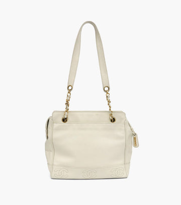 CHANEL Weiße Kaviar Triple CC Schultertasche 2710 158799679 [P]