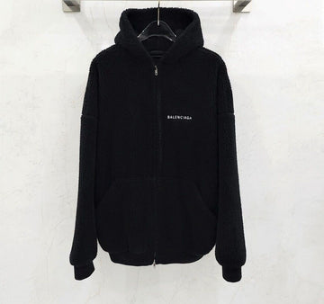 BALENCIAGA 女性用 ロゴ 刺繍 フリース ジップアップ フード 768694 146348773 [P]