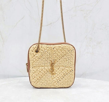 SAINT LAURENT Raffia Jamie Cube Chain Bag 671861 141632805 [P]