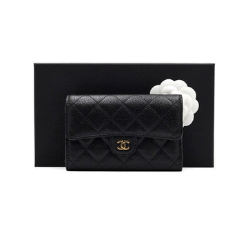 CHANEL Classic Women's Wallet with Black Caviar and Gold-tone CC Logo AP0232 158813647 [P]
