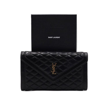 Saint Laurent Black Quilted Lambskin Flap Wallet 158813946 [P]