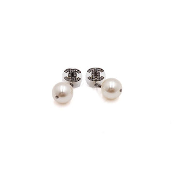 CHANEL Crystal CC Logo Pearl Drop Earrings A36138 24 Season 158819873 [P]