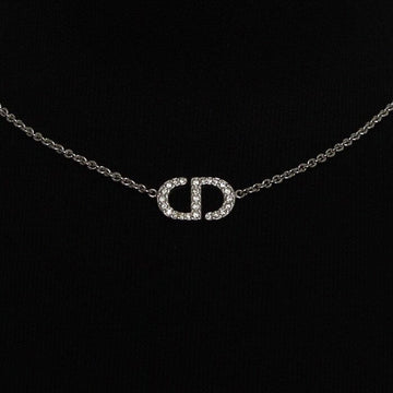 Dior Petit CD Necklace Silver Finish Metal White Crystal Women Necklace aa66409 158819912 [P]