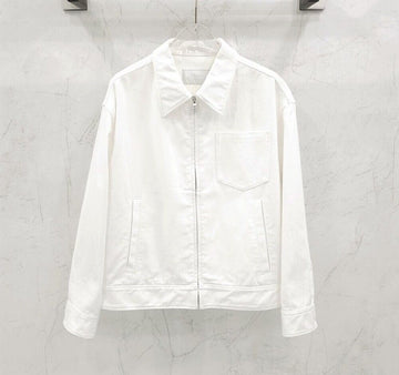 Prada White Back Logo Denim Zip-Up Jacket 147745707 [P]