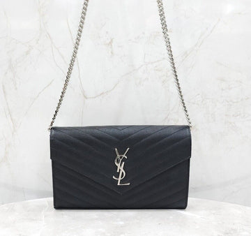 SAINT LAURENT Schwarze Matelassé WOC Ketten Schultertasche 377828 153095113 [P]