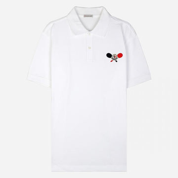 MONCLER 24SS 男性 テニス ロゴ PK シャツ ホワイト 8A00009 89A16 002 72872459 [P]