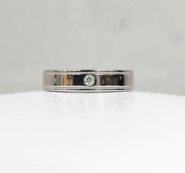 Tiffany & Co Diamond 1P Double Milgrain Band Ring Platinum 7 139482983 [P]