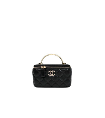 CHANEL Schwarze Lammleder Vanity Chain Tote Bag 65155 158844075 [P]