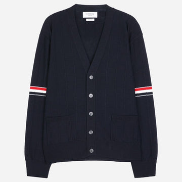 THOM BROWNE プルオーバー三線ウールカーディガン ネイビー 415 72263383 [P]