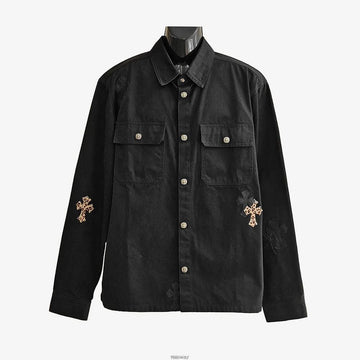 CHROME HEARTS Leopard Kreuzpatch Workdog Schwarz QEEP4Q13 158854090 [P]