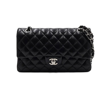 CHANEL Schwarze Lammleder Classic Medium Flap Bag mit CC Silberkette A01112 158855365 [P]
