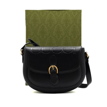GUCCI レザーエンボスロゴフラップショルダーバッグ兼クロスバッグ 675923 158855373 [P]