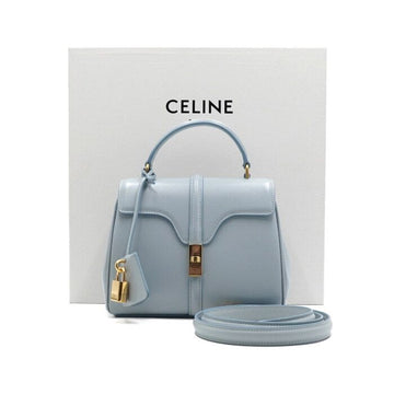 CELINE Mini 16 Tasche mit Handgriff in schimmerndem Blau 197983BEY 158855376 [P]