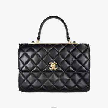 CHANEL Trendy CC Top Handle Flap Bag Medium Black 23 Series Lambskin A69923 158855444 [P]