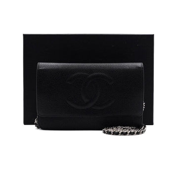 CHANEL Timeless Caviar Wallet on Chain WOC with Silver Chain Crossbody Bag A48654 157312230 [P]